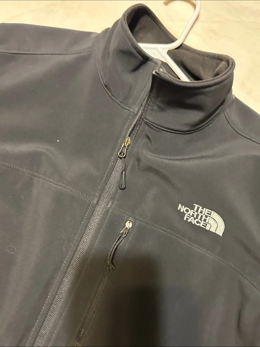 The North Face Men's Dark Gray Softshell Jacket with High Collar